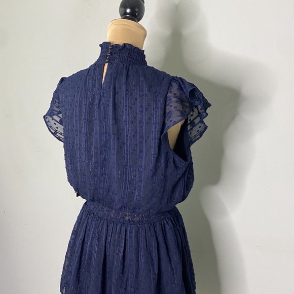 NWT BCX Juniors' Smocked Swiss-Dot Dress Cottage Chic Navy Blue Size XL - Picture 7 of 10